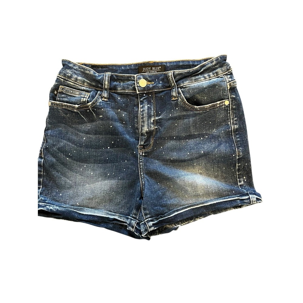 Judy Blue Shorts Size M Medium High Waist Hemmed Speckled Stretch Jean Denim